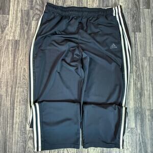 Adidas Men’s 2XL Black Track Pants Three Stripes Polyester Athletic Joggers